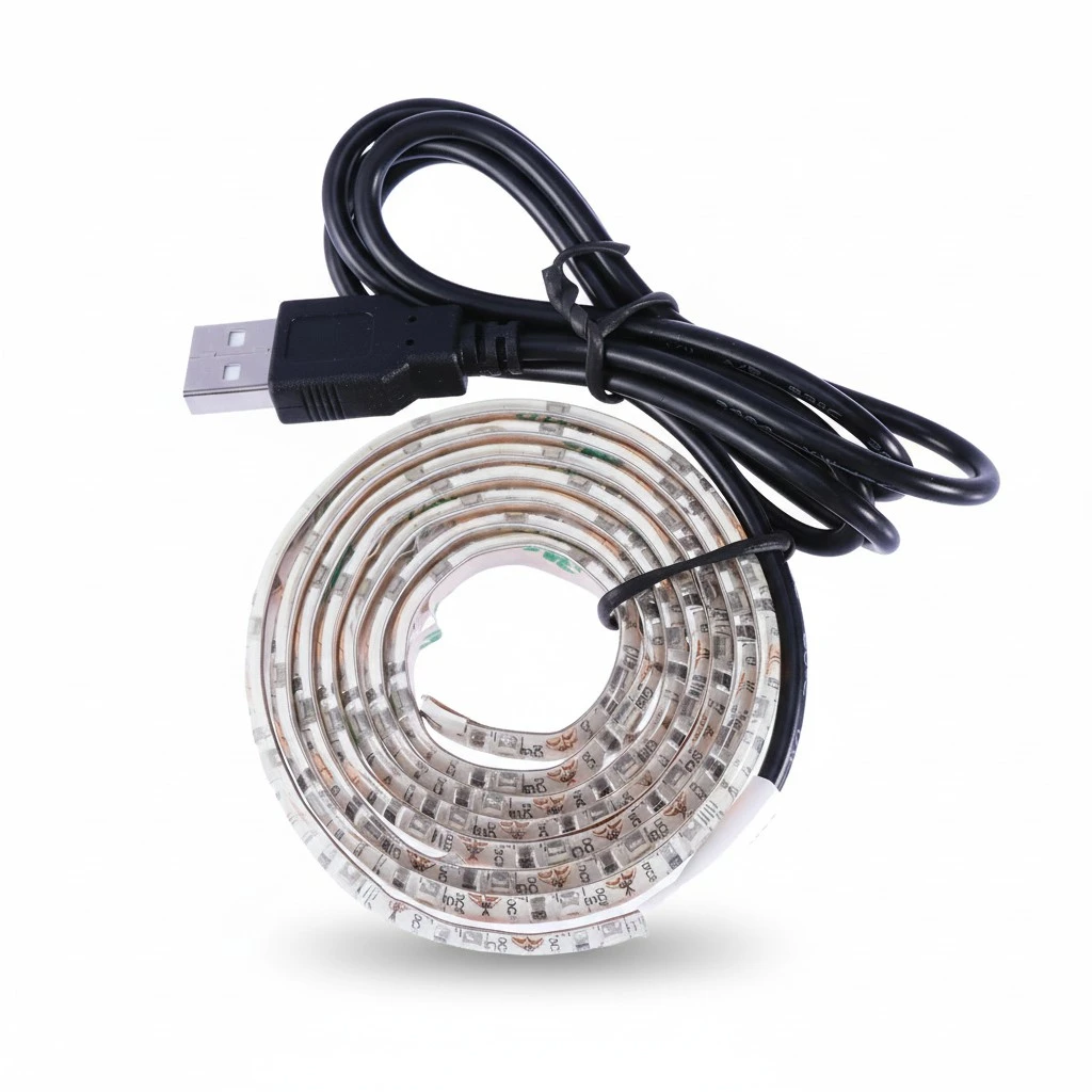 1M Strip Lights Non-Waterproof 3528 LED Lights Strip 60 LED for Birthday Christmas Party Decoration with USB Cable (Red Light)