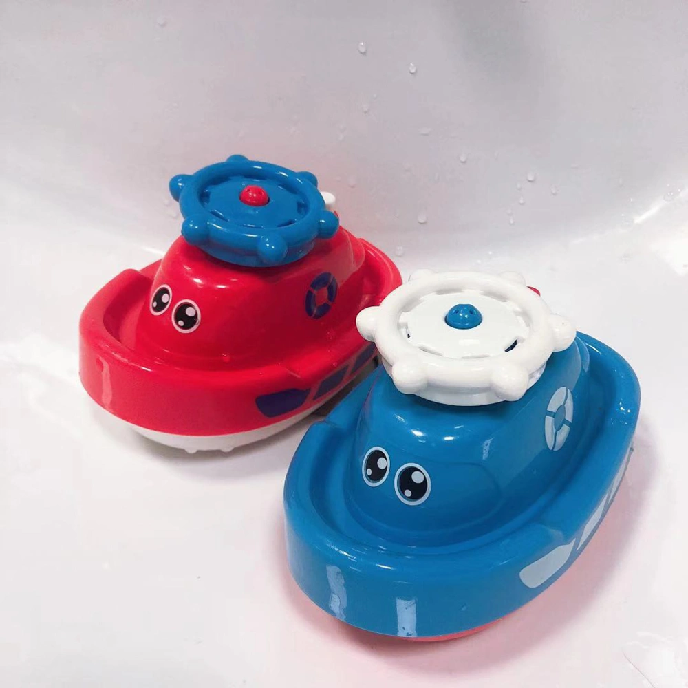 1PC Electric Bathing Toy Funny Ship Spraying Water Toy Cartoon Water Jet Boat Bathing Toy Lovely Ship Water Play Toys Educational Ship Spraying Water Toys for Kids Playing Without Battery Red