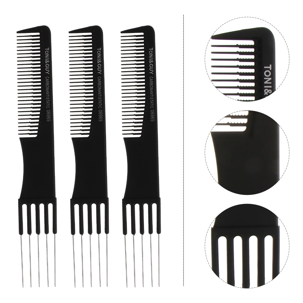 4PCS Oil-head Steel Needle Comb PP Material Hair Styling Comb Portable Male Hairdressing Combs Stylish Black Hair Styling Combs Professional Hair Styling Combs for Men Boys Use Black