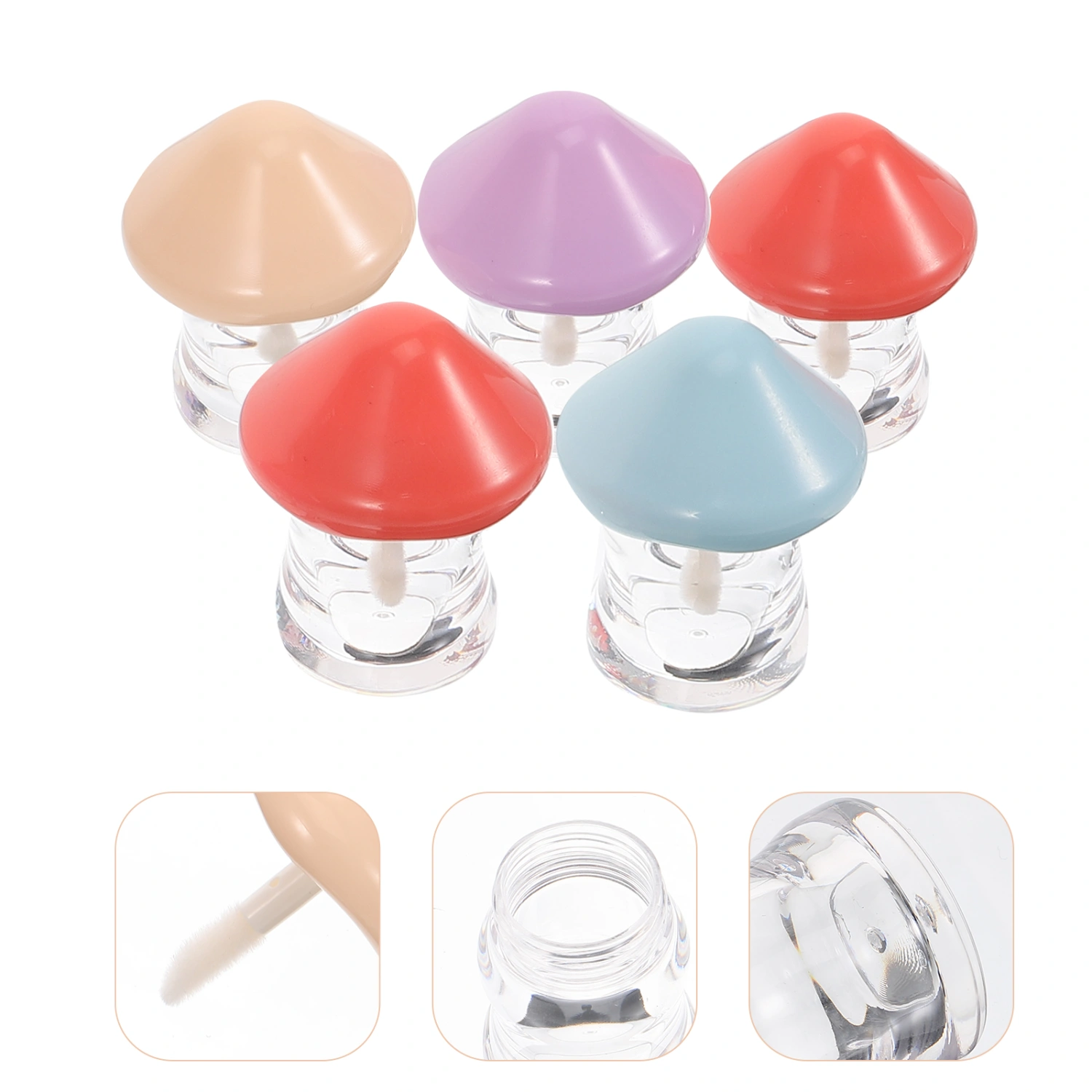 5pcs Mushroom Lip Gloss Tubes Lipstick Lip Gloss Tubes With Wand Lip Gloss Supplies