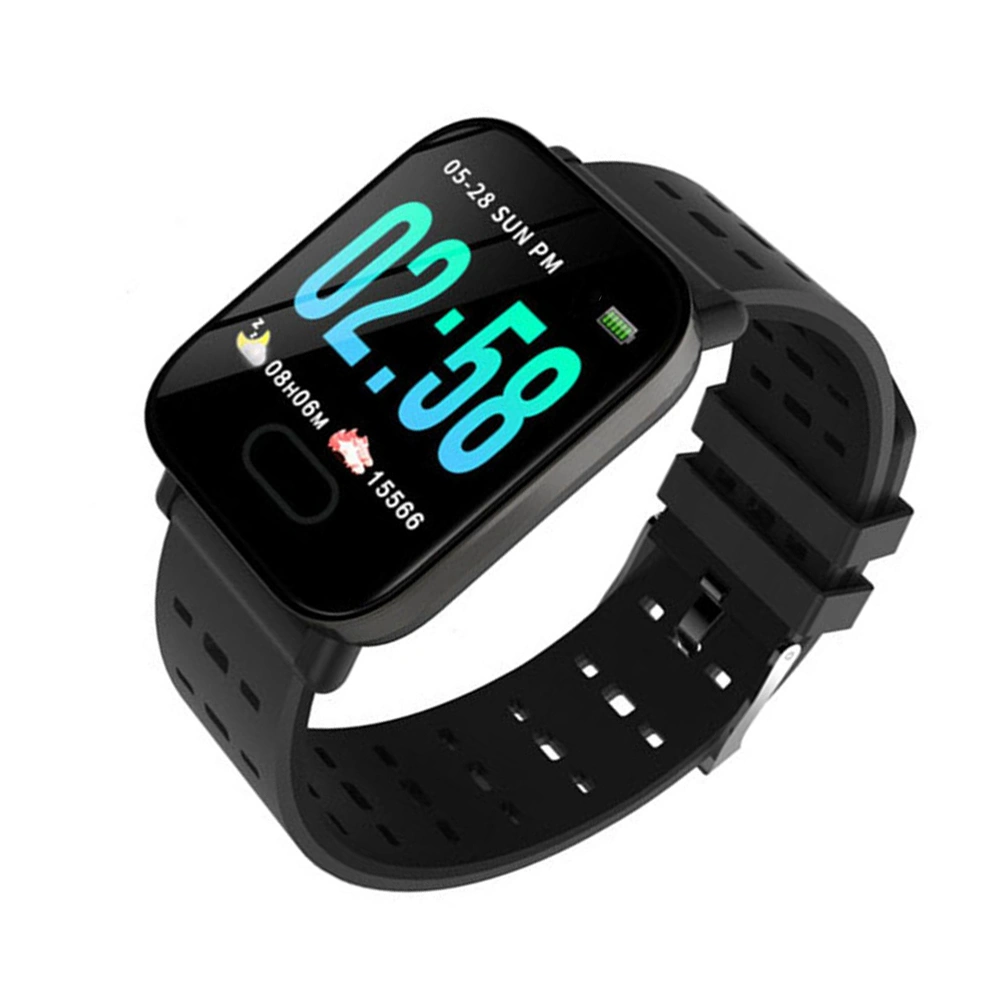 A6 1.3Inch Smart Band Heart Rate Sleep Monitor Watch Blood Pressure Smartwatch Color Screen Wristband Waterproof (Black)