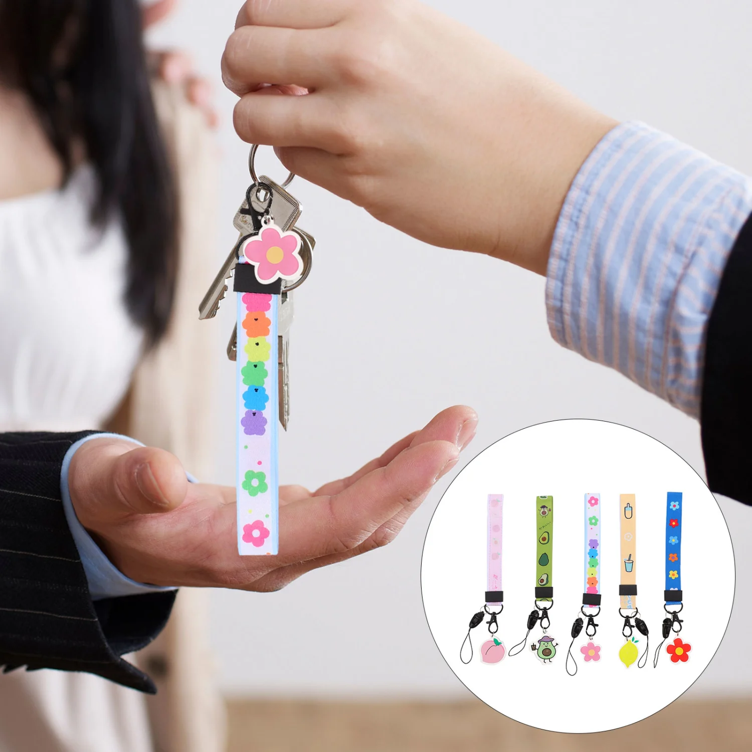 5pcs Wide Phone Lanyards Lovely Hand Wrist Straps Camera Hanging Ropes