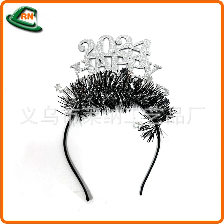 Happy New Year 2024 Headband Confetti Headband Party Headdress New Year Hair Clasp