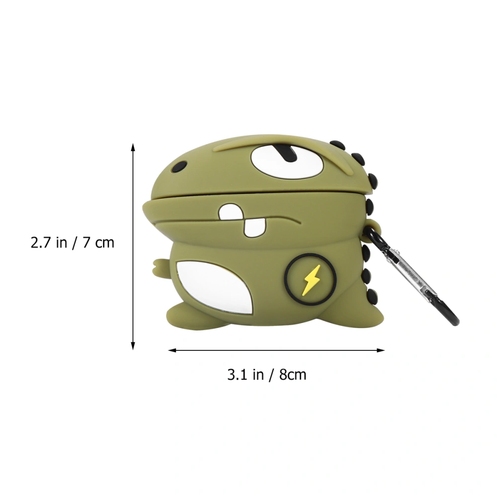 Adorable Silicone Wireless Earbuds Cover Earphone Protective Case Cartoon Storage Case Compatible for Huawei FreeBuds3 (Olive Green, Dragon)