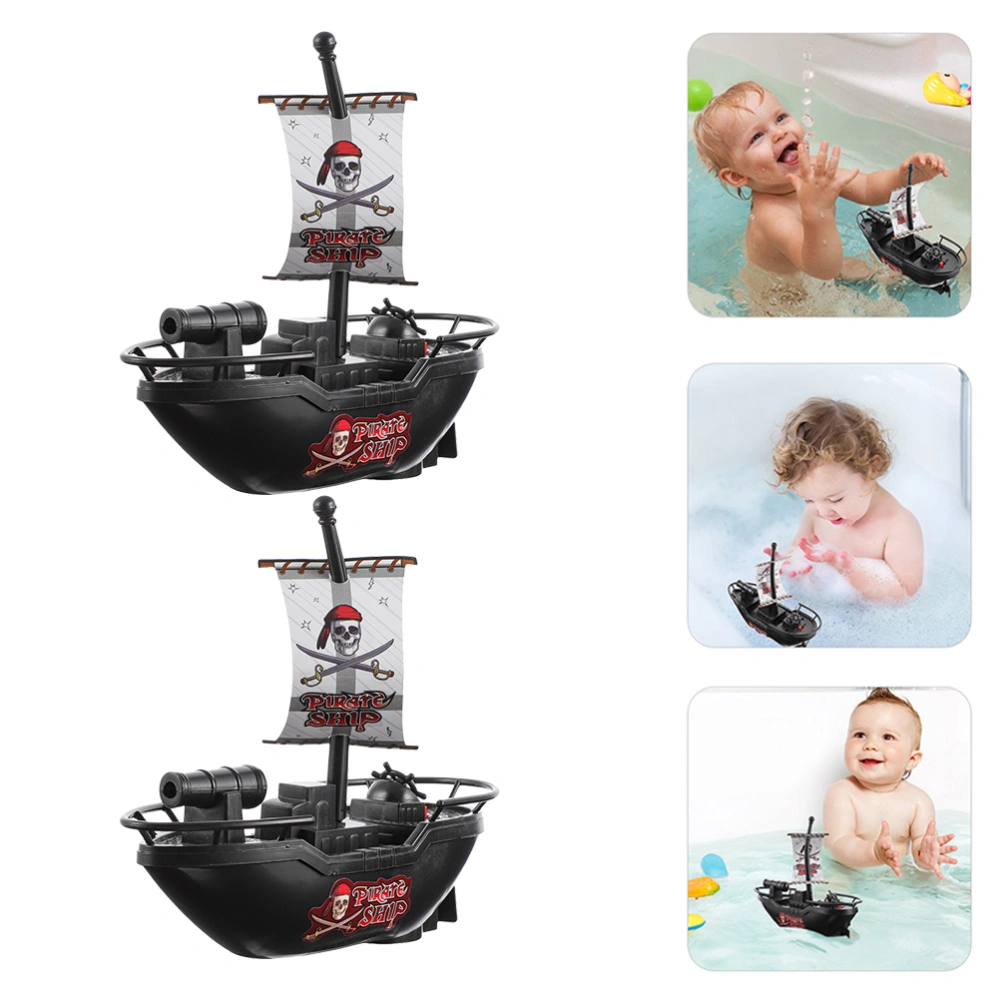 2Pcs Children Bathroom Toys Electric Pirate Ship Models Shower Plaything for Home