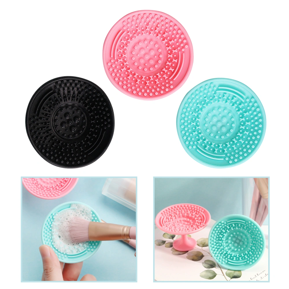 3pcs Makeup Brush Cleansing Mats Silicone Brush Washers Makeup Tool Cleaning Cups