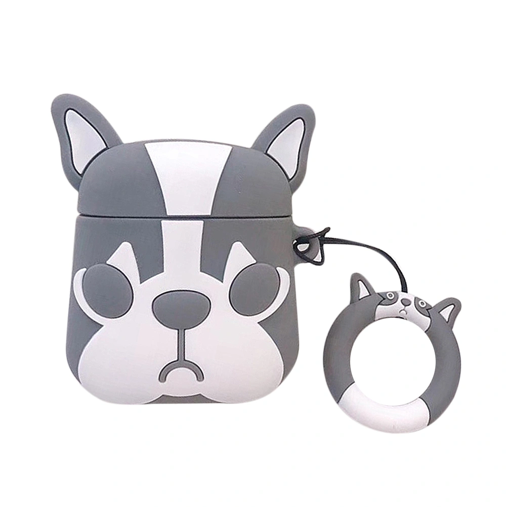 1pc French Shape Design Wireless Earphone Case Cover Protective Shell Compatible for Airpods1/2 Grey