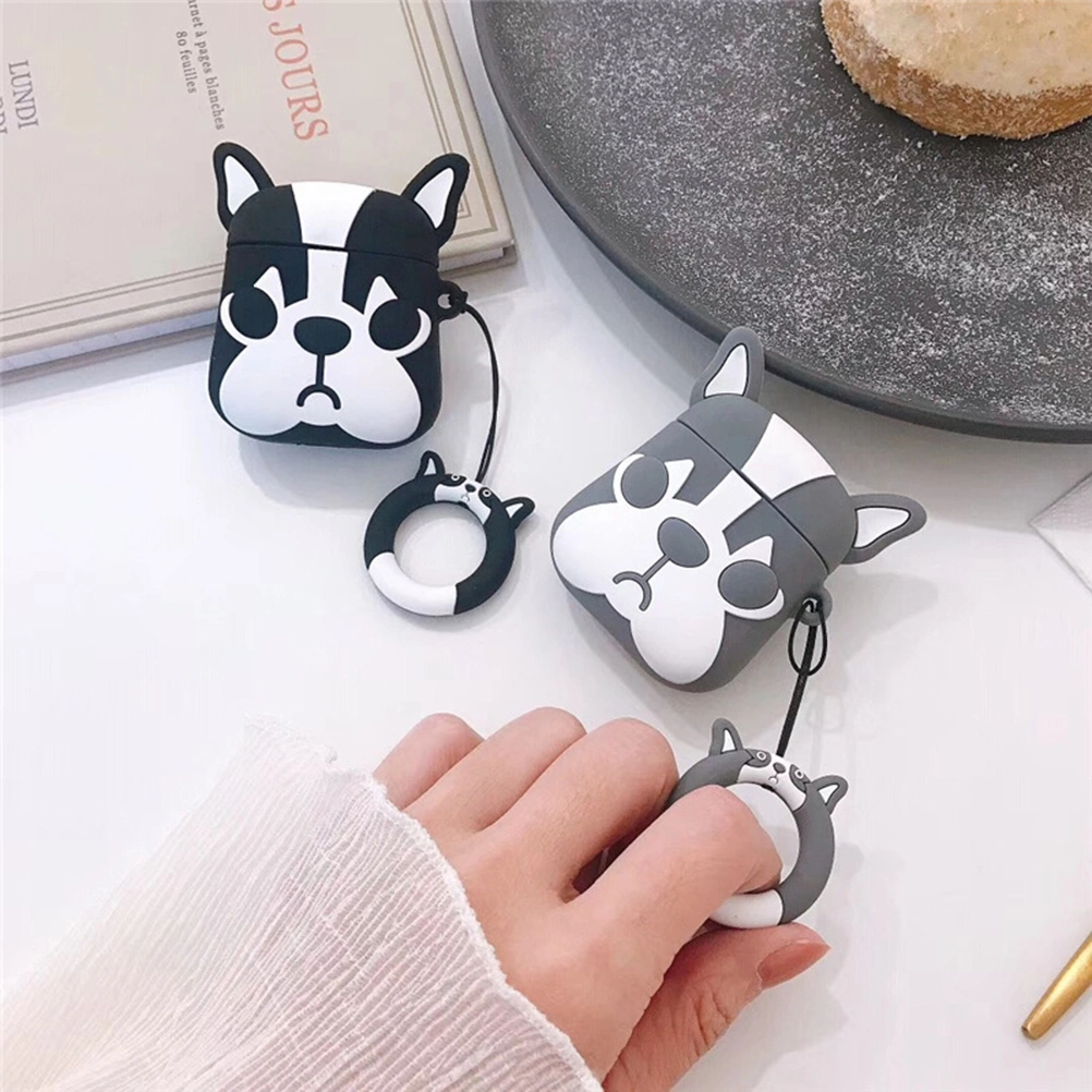 1pc French Shape Design Wireless Earphone Case Cover Protective Shell Compatible for Airpods1/2 Grey