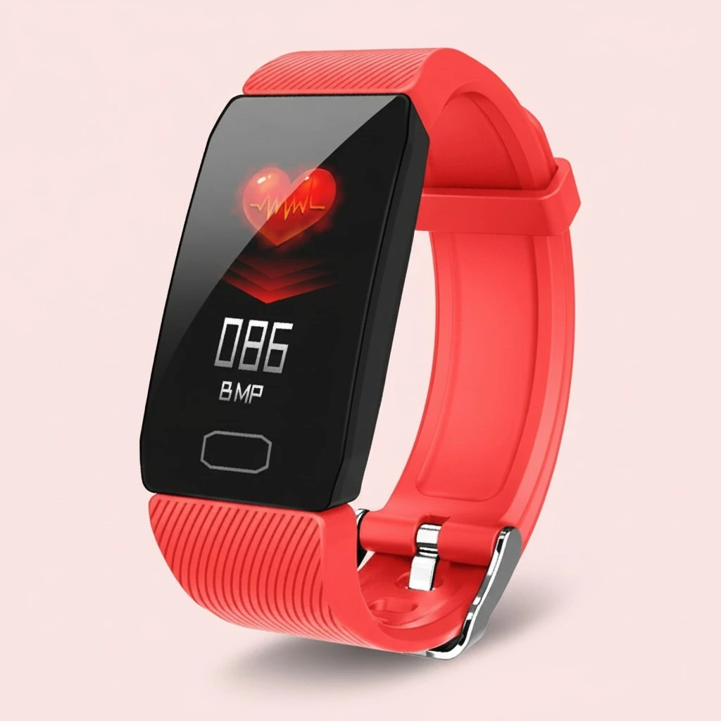 CY09-Q1 Smart Wristband Sleep Monitor Daily Water Resistant Fitness Alarm Blood Pressure Heart Rate Monitor Smart Band Bracelet (Red)