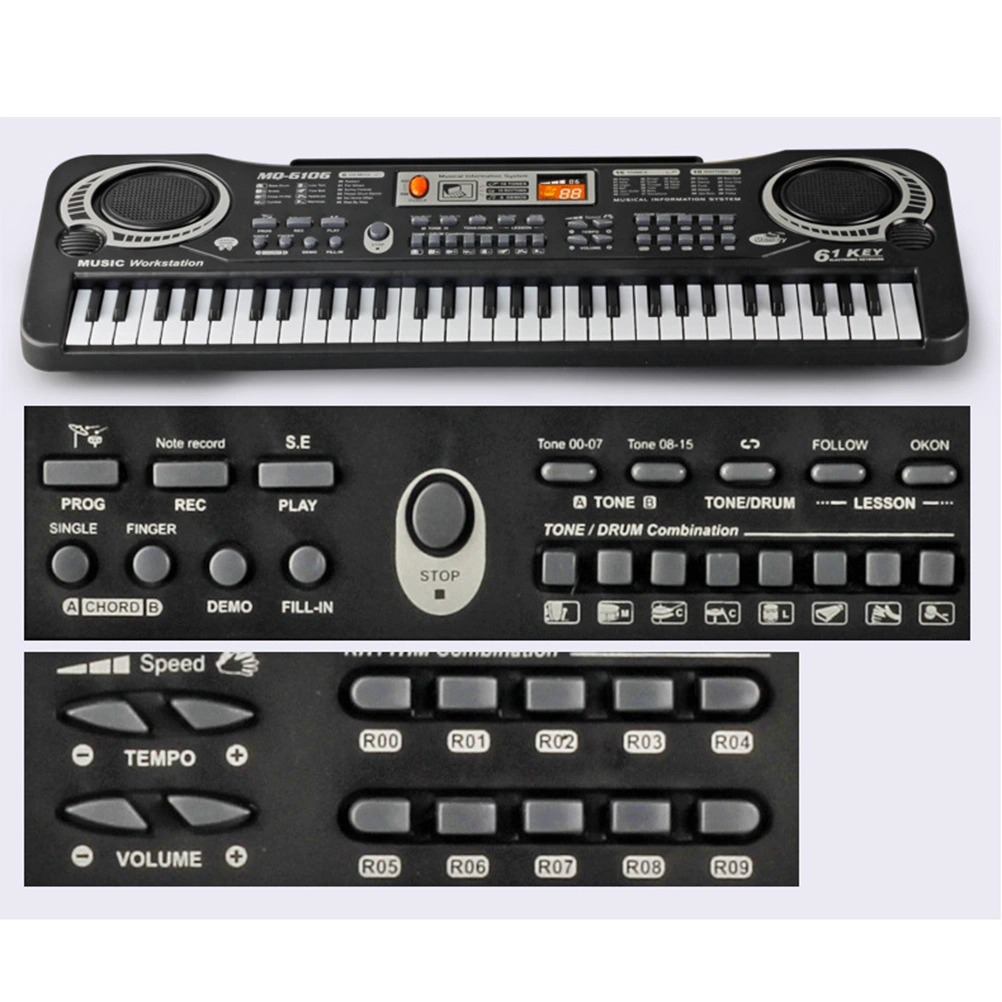 Children 61 Keys Electronic Organ with Microphone Electric Piano Music Educational Electronic USB Keyboard