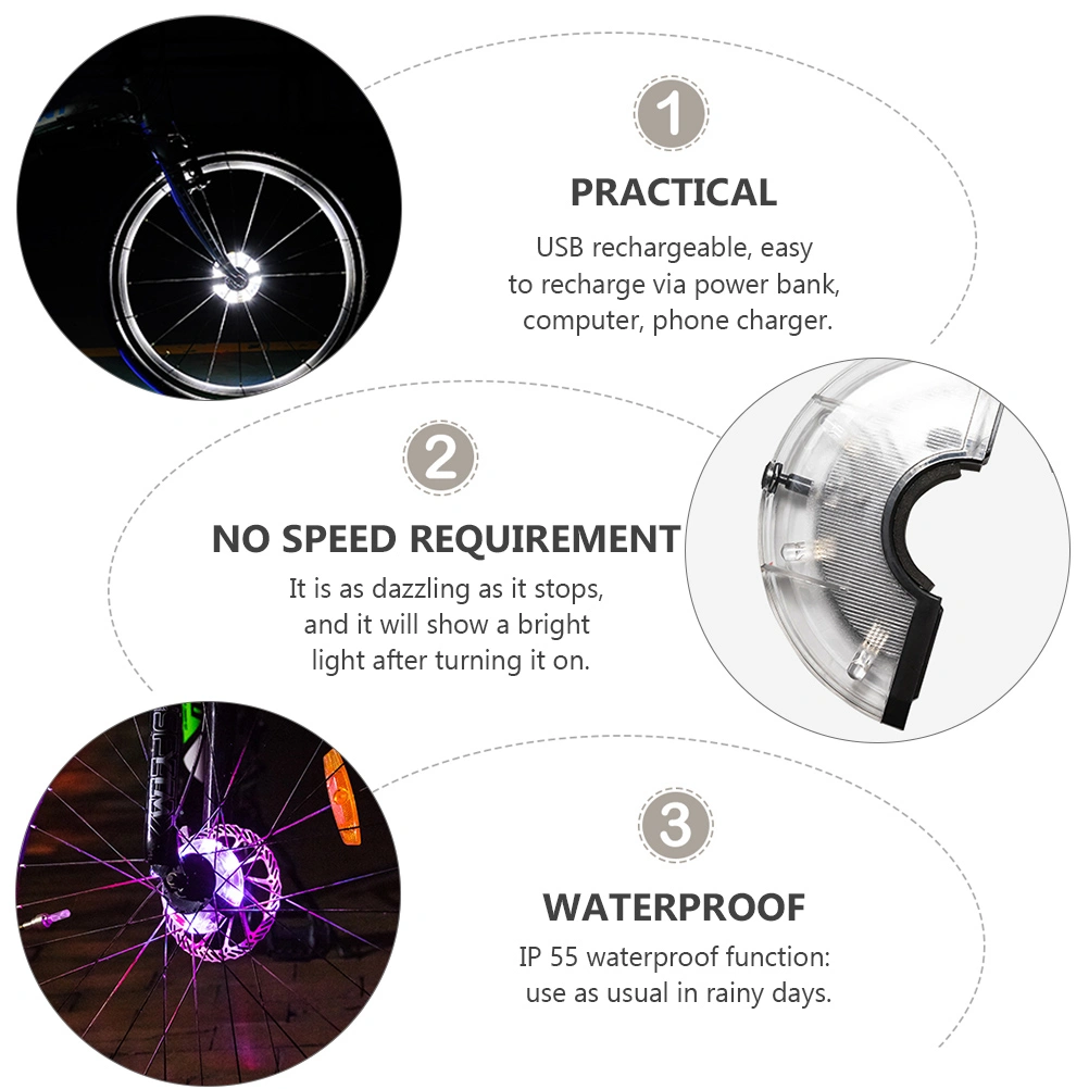 1Pc Bike Wheel Spoke LED Light USB Rechargeable Colorful Night Riding Wheel