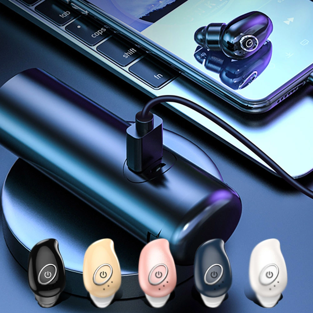 Mini Wireless Earbuds In-ear 5.0 Headphones Built-in Microphone without Charging Box (Dark Blue)