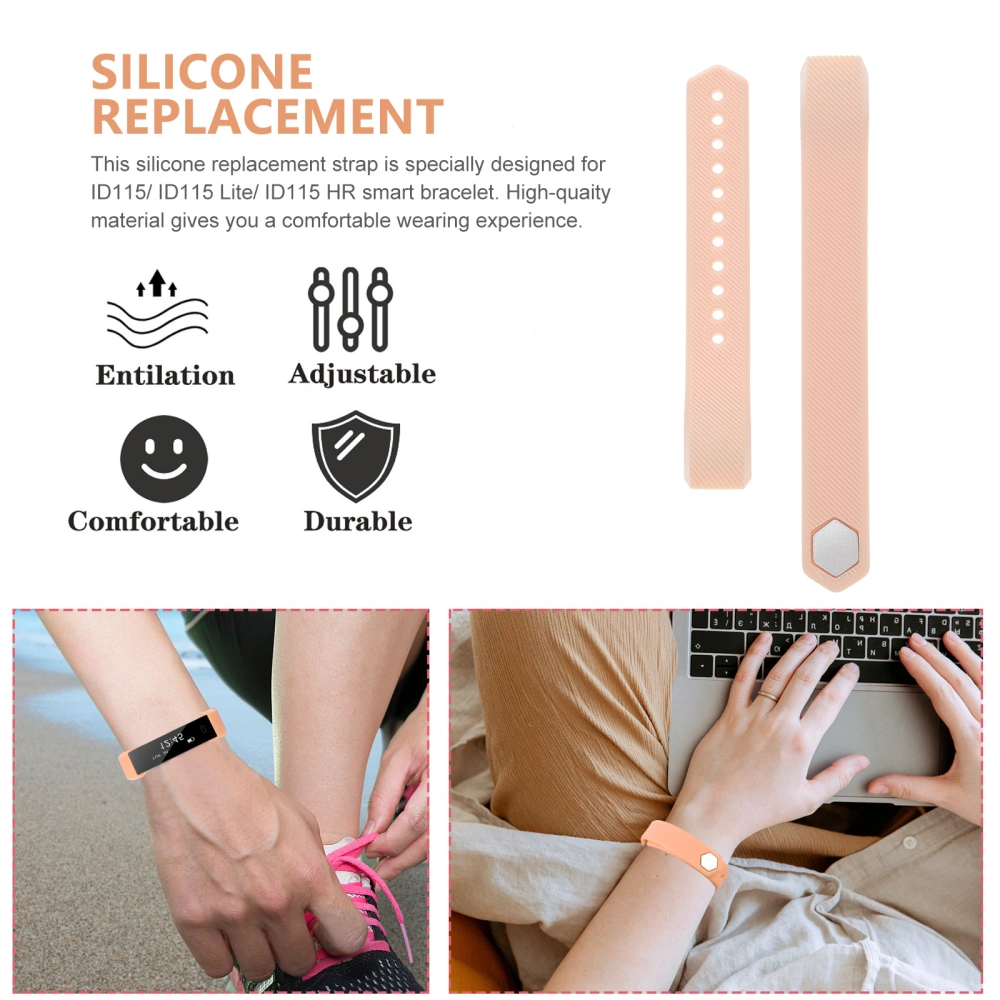 Silicone Replacement Band Watch Buckle Accessory Wristbands Replacement Strap for Smart Bracelet ID115/ ID115 Lite/ ID115 HR (Pink)