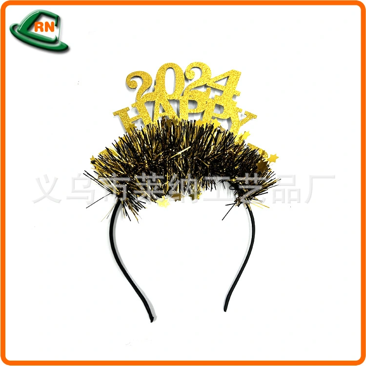 Happy New Year 2024 Headband Confetti Headband Party Headdress New Year Hair Clasp