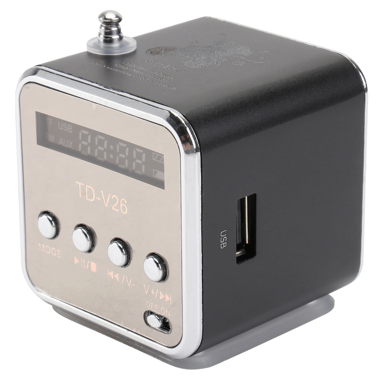 Mini Digital Portable Music MP3/4 Player Micro SD/TF USB Disk Speaker FM Radio (Black)