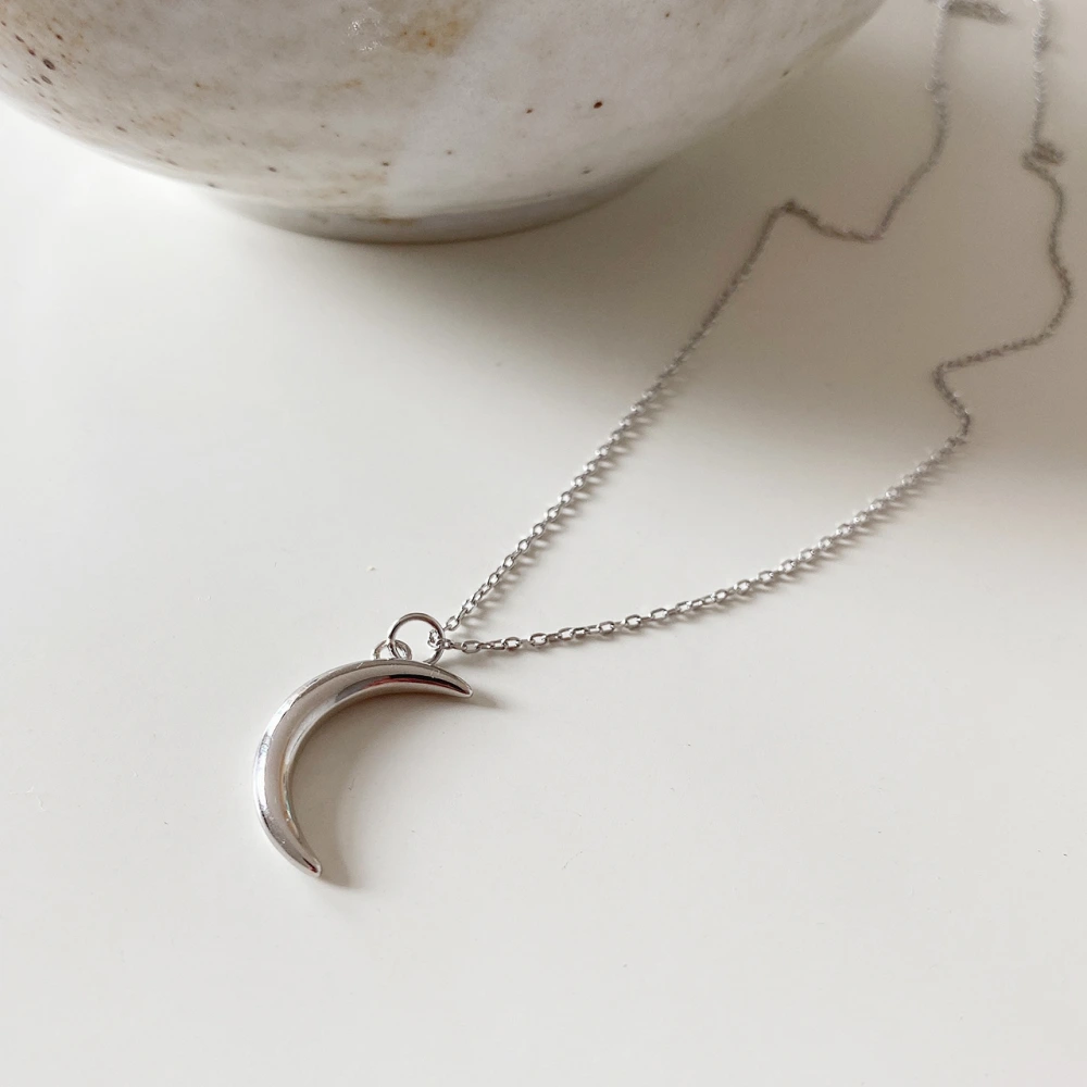 925 Sterling Silver  Moon Design Gold Necklace Set