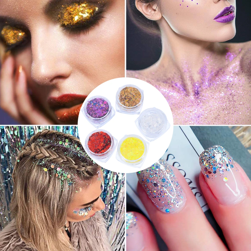 5 Boxes Face Glitter Cosmetic Glitter Manicure Sequin Makeup Sequins Mixed Style