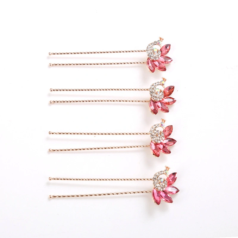 4 pcs Bridal Hairpins U Shape Hairpin Wedding Bride Hair Pin Rhinestone Hairpin for Women