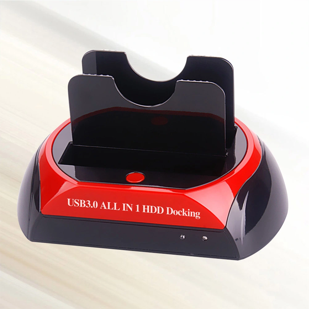 USB3.0 All-in-1 Dual SATA HDD Docking Station Double Position Hard Disk Base with Clone Function with US Plug (Red and Black)