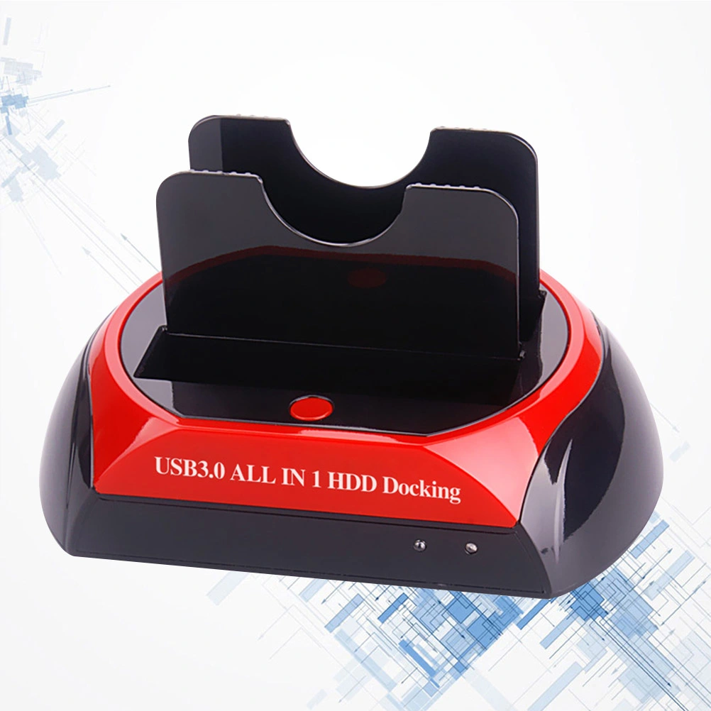 USB3.0 All-in-1 Dual SATA HDD Docking Station Double Position Hard Disk Base with Clone Function with US Plug (Red and Black)