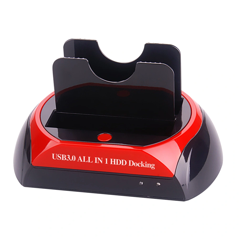 USB3.0 All-in-1 Dual SATA HDD Docking Station Double Position Hard Disk Base with Clone Function with US Plug (Red and Black)