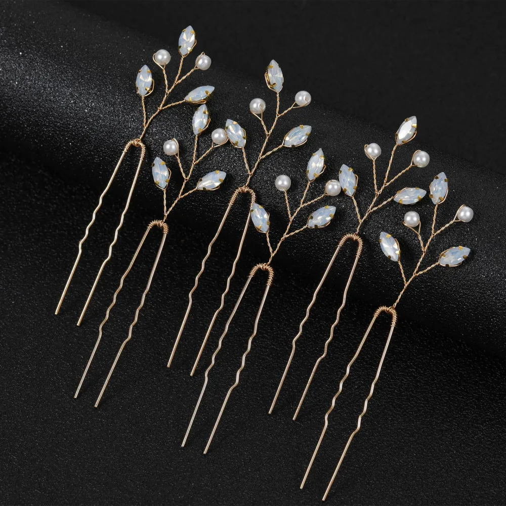 6pcs Wedding Bride Hair Clips Rhinestone Hairpins Bridal Hair Piece Women Hair Accessories