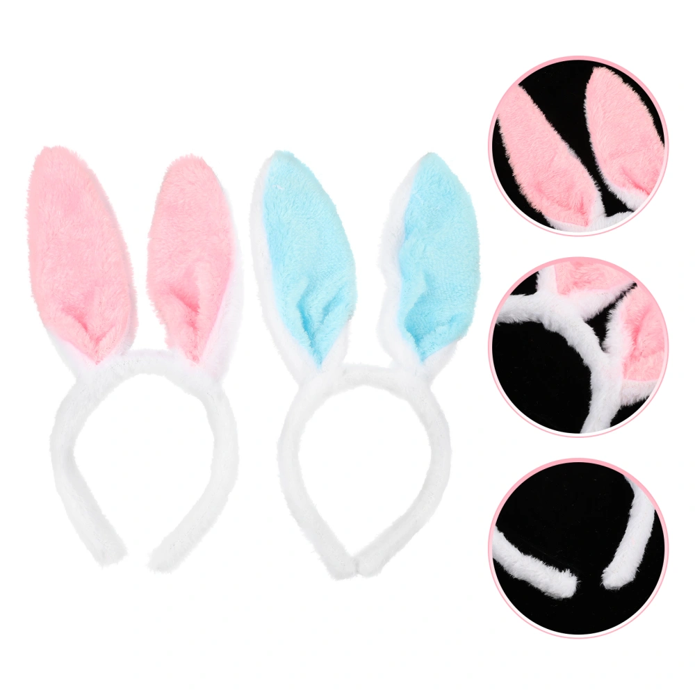 2pcs Plush Bunny Ears Headband Lovely Easter Bunny Ears Hair Clasps Party Favor