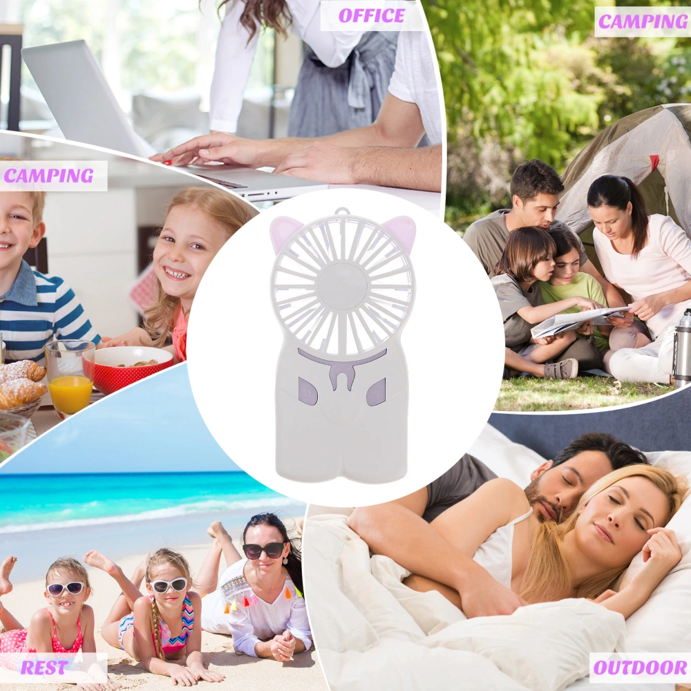 Portable USB Charging Handheld Fan Rechargable Cat Design Fan With Light Outdoor Mini Mute Fan