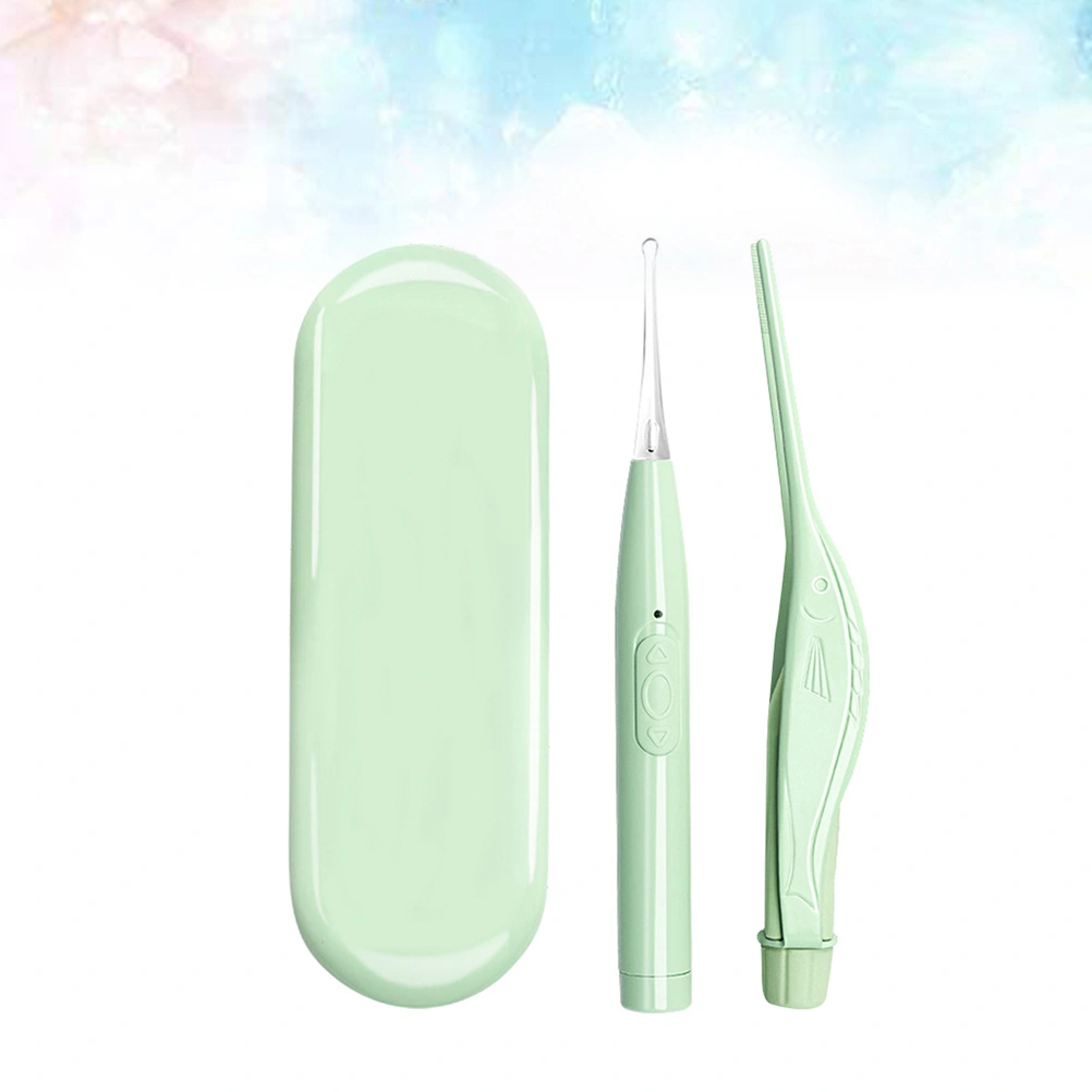 2Pcs Children Ear Cleaning Tools Portable Visible Luminous Earpicks Earwax Removal Cleaner Supplies(Light Green)
