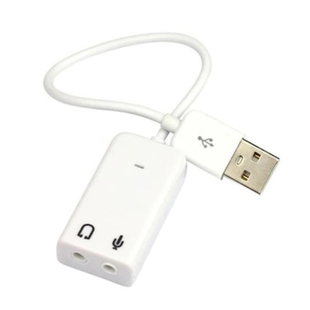 USB 2.0 Sound Virtual 7.1 Channel Audio 3D Adapter With Cable Line for Notebook Laptop Speaker Box (White)