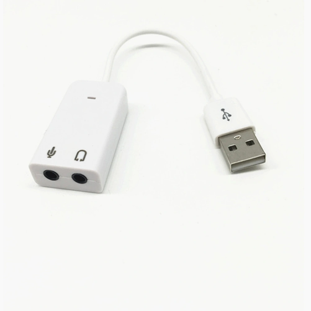 USB 2.0 Sound Virtual 7.1 Channel Audio 3D Adapter With Cable Line for Notebook Laptop Speaker Box (White)