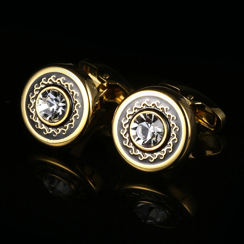 Round Gold French Style Men's Business Cufflinks