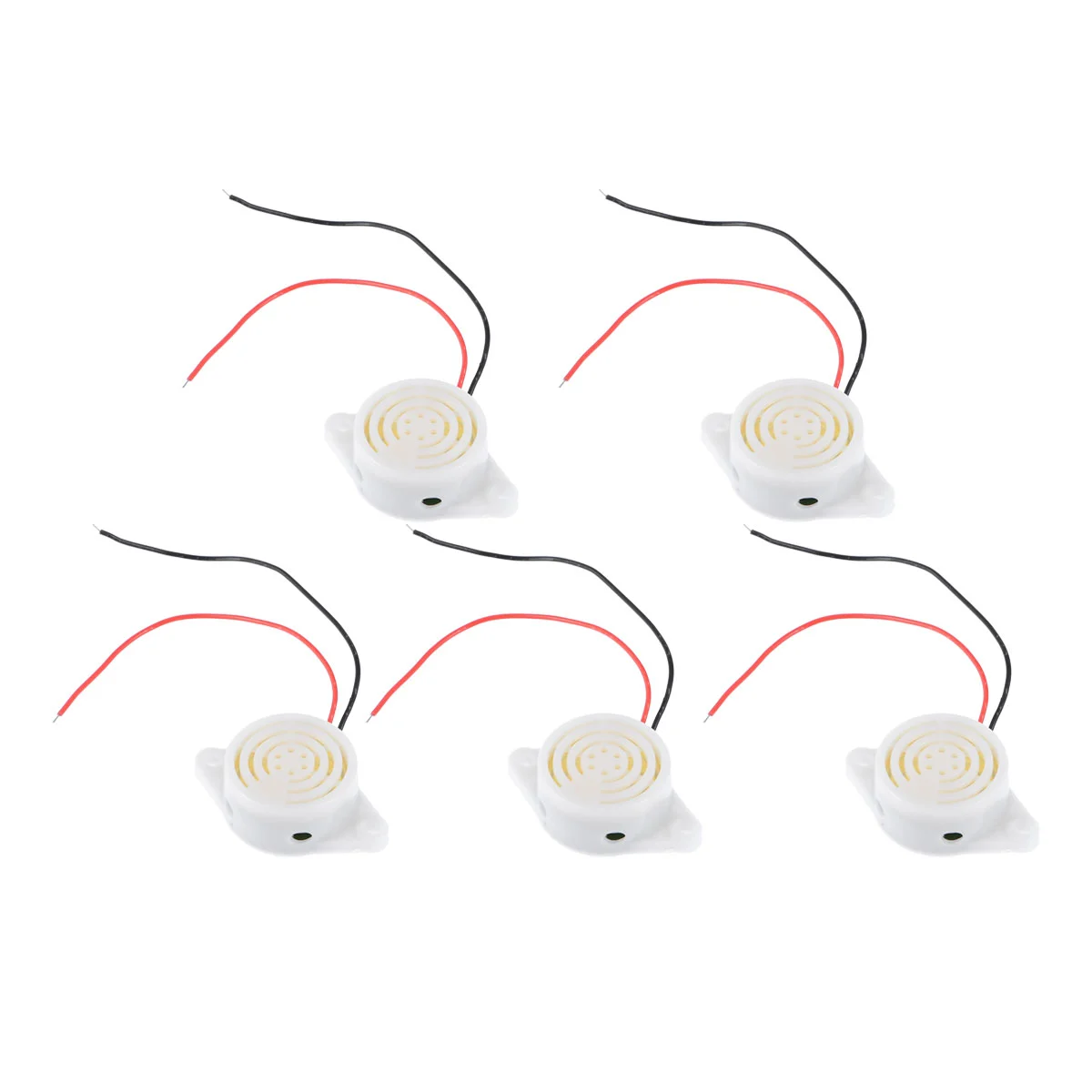 5 PCS DC 3-24V 90DB Small Enclosed Electronic Buzzer Alarm with Wires (White)