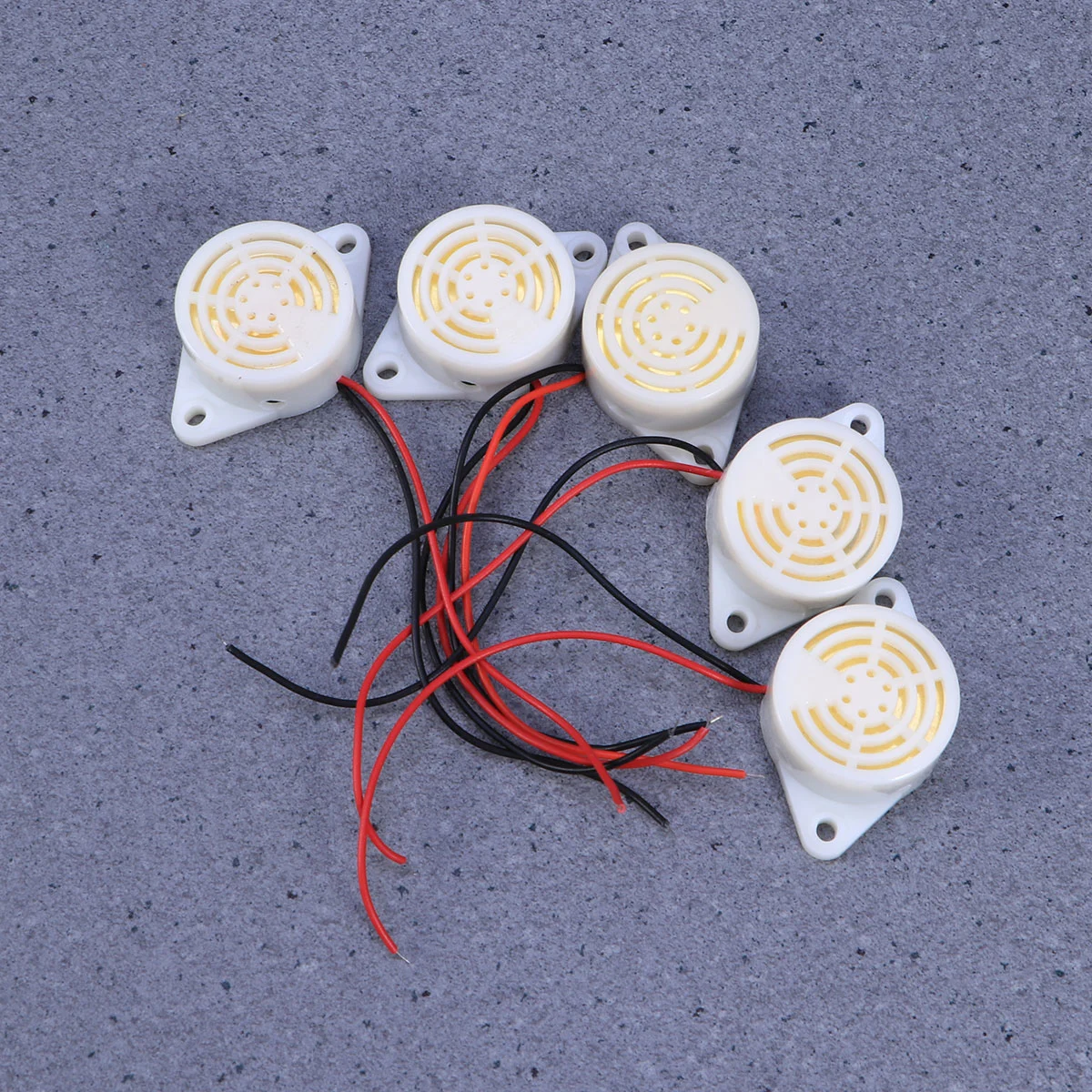 5 PCS DC 3-24V 90DB Small Enclosed Electronic Buzzer Alarm with Wires (White)