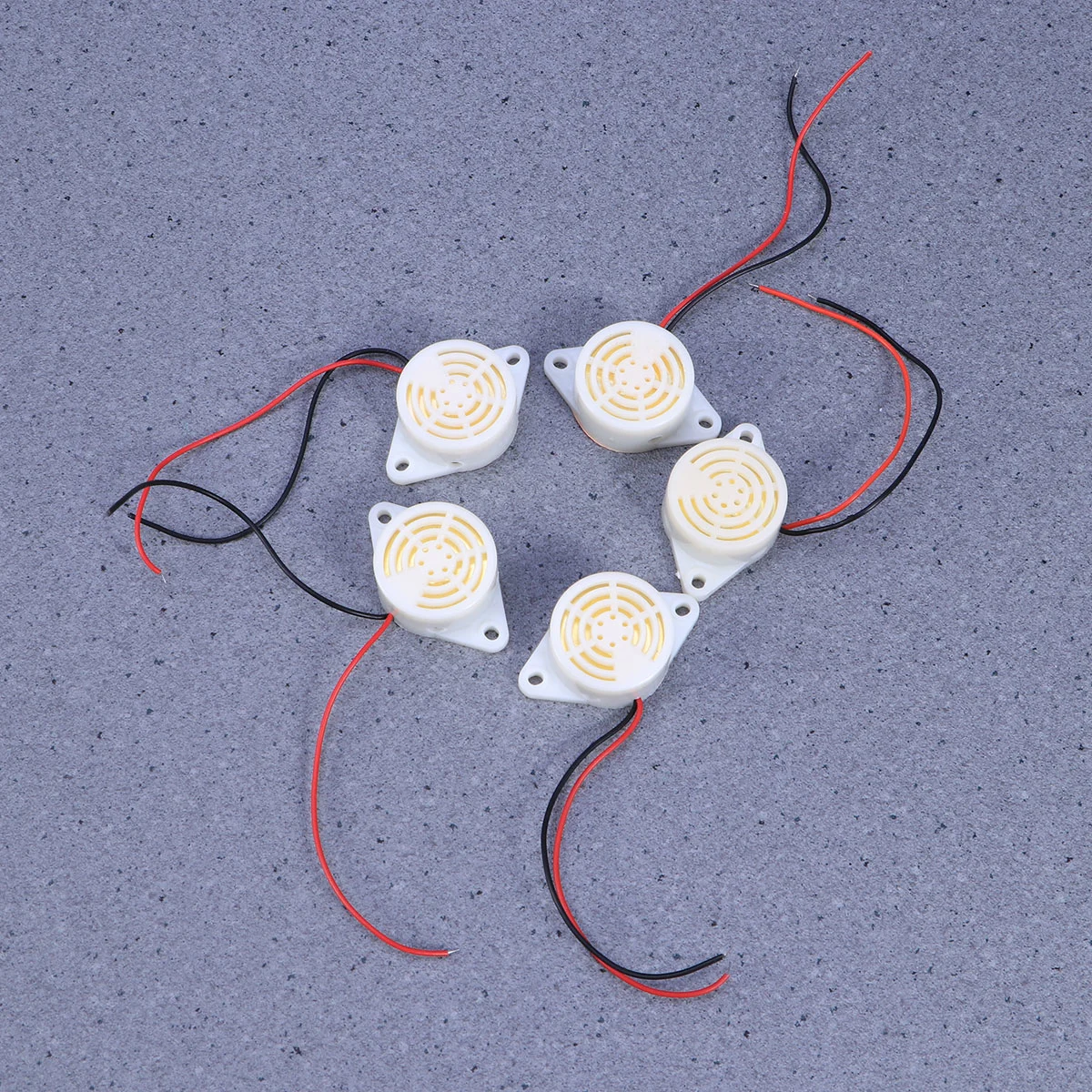 5 PCS DC 3-24V 90DB Small Enclosed Electronic Buzzer Alarm with Wires (White)