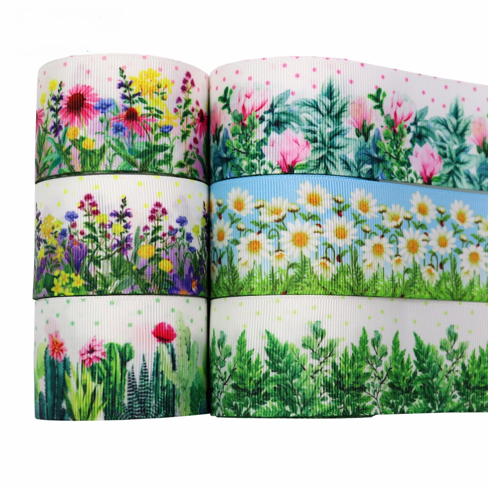 38MM Sublimation Printing Floral Ribbon Handmade