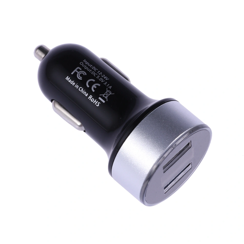 Car Charger Digital Display Dual USB Port 3.1A USB Charging Adapter Car Voltage Display (Silver)