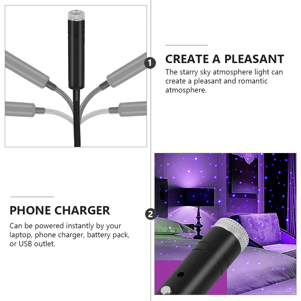 USB Star Night Light Auto Roof Star Lights Portable Romantic Star Light Decor
