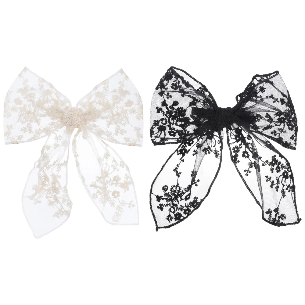 2pcs Hair Bows Women Lace Bow Hair Clips Large Bow Clips Vintage Hair Accessories