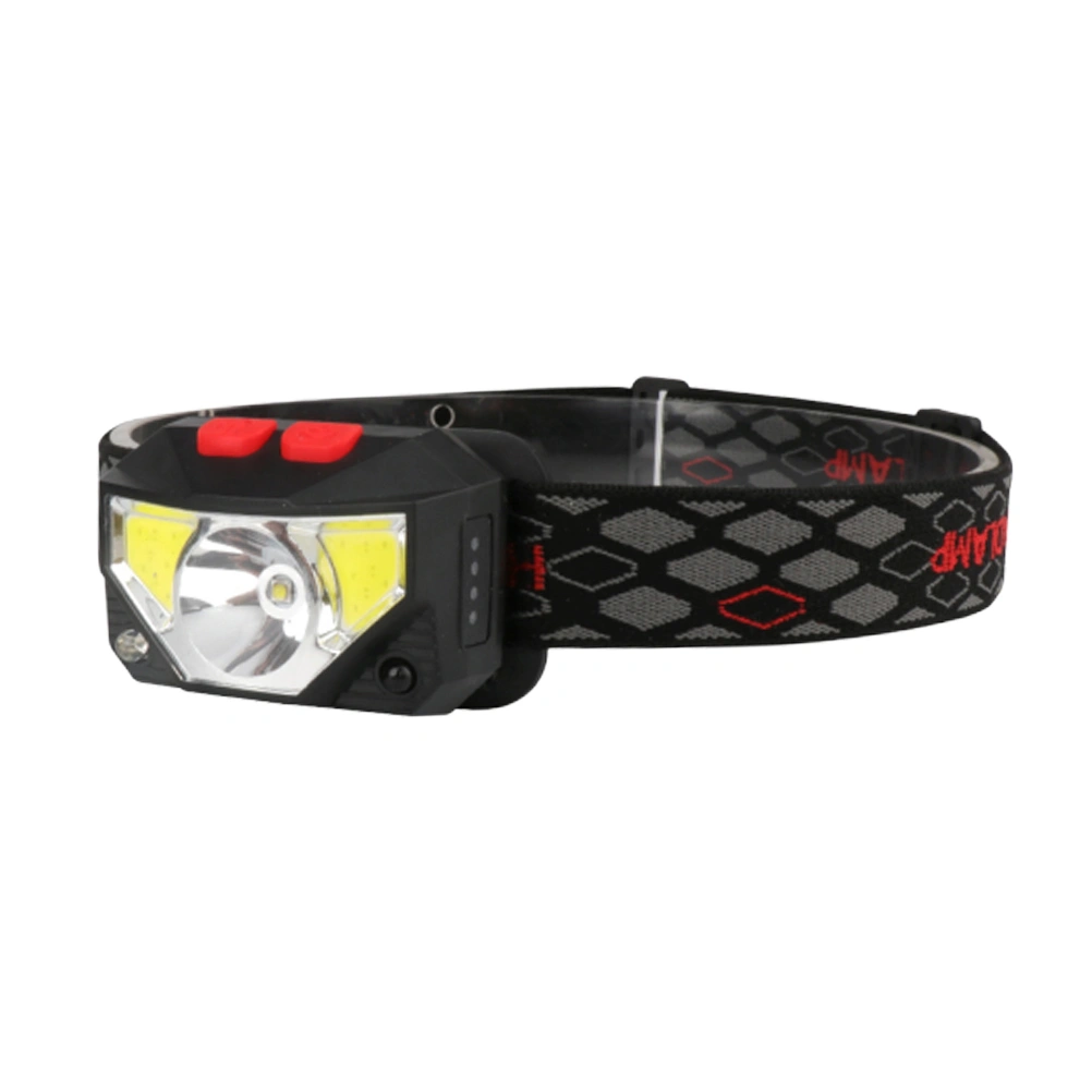 Mini USB Rechargeable LED Headlamp Body Motion Sensor Red Light Headlight Camping Flashlight Head Light Torch Lamp (Black)