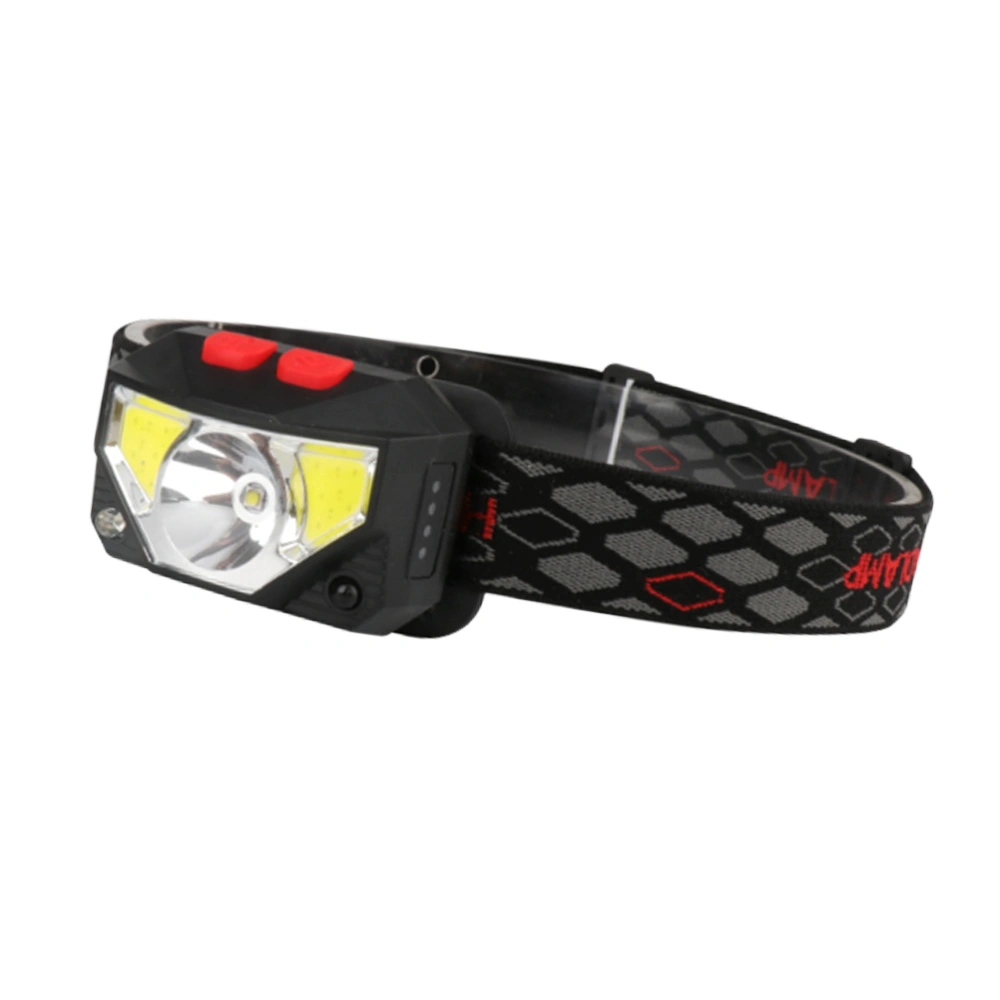 Mini USB Rechargeable LED Headlamp Body Motion Sensor Red Light Headlight Camping Flashlight Head Light Torch Lamp (Black)