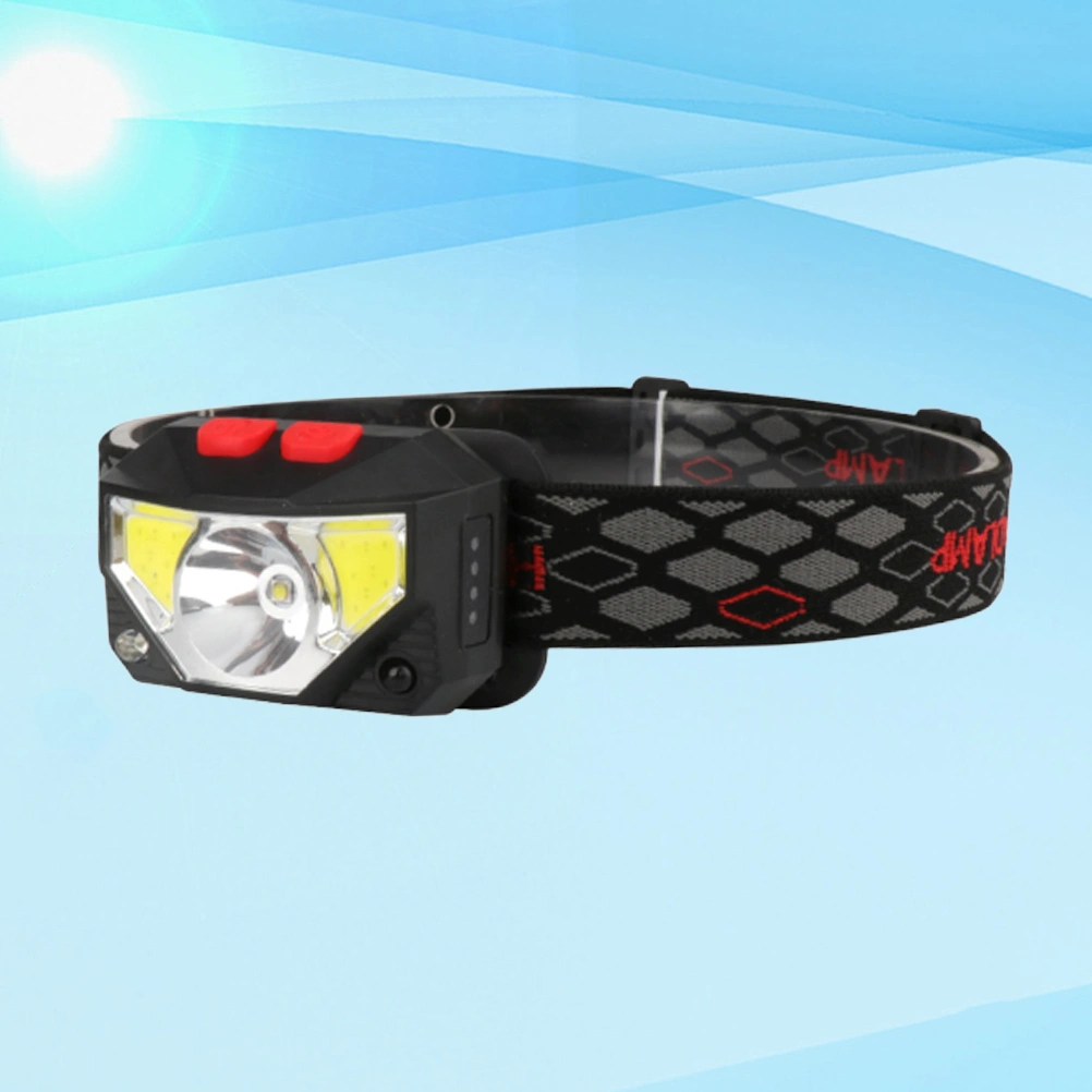 Mini USB Rechargeable LED Headlamp Body Motion Sensor Red Light Headlight Camping Flashlight Head Light Torch Lamp (Black)