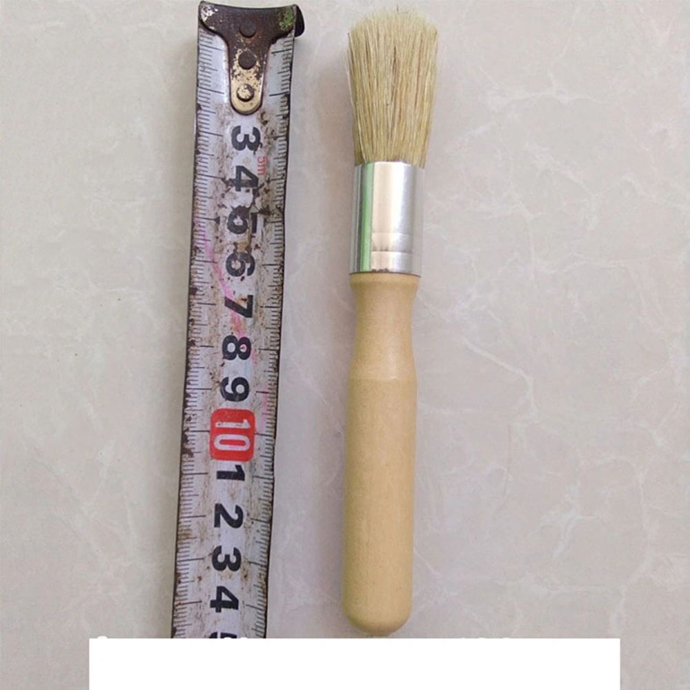 3pcs Natural Bristle Wood Handle Round Brush Small Brush for Little Project Oil Sauce Cream Brush for Barbecue BBQ Cooking