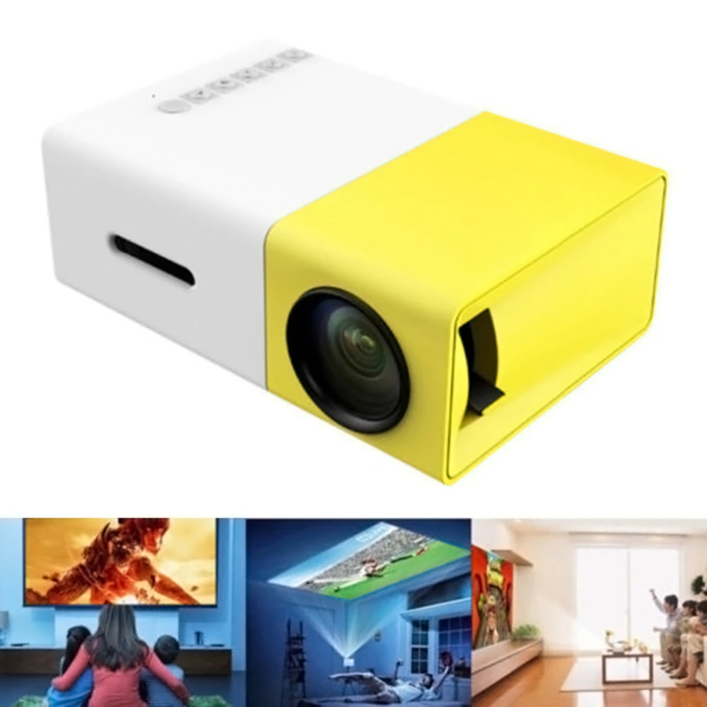 Mini Projector Portable 1080P LED Projector Home Cinema Theater Indoor/Outdoor Movie projectors for Laptop PC Smartphone Yellow and White (US Plug)