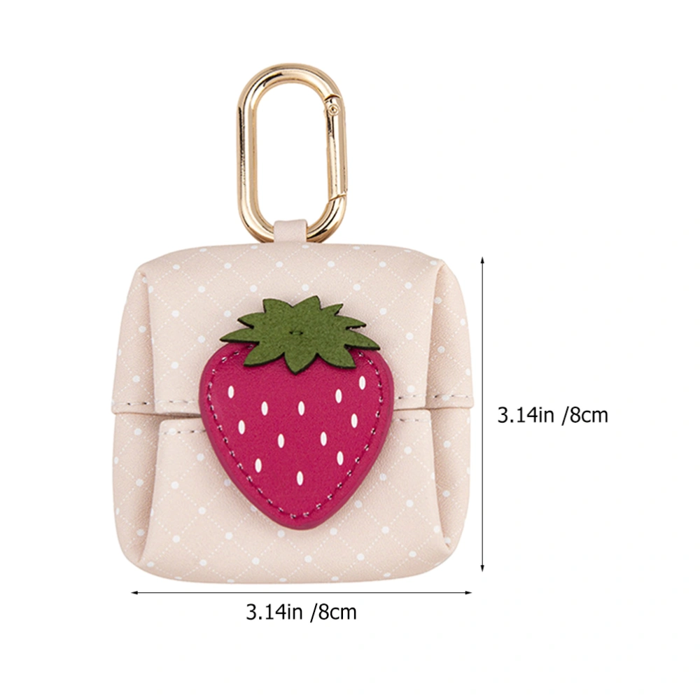 Cartoon Fruit Pattern Earphone Storage Bag with Hook Carrying Pouch Button Bag for Kids Adults