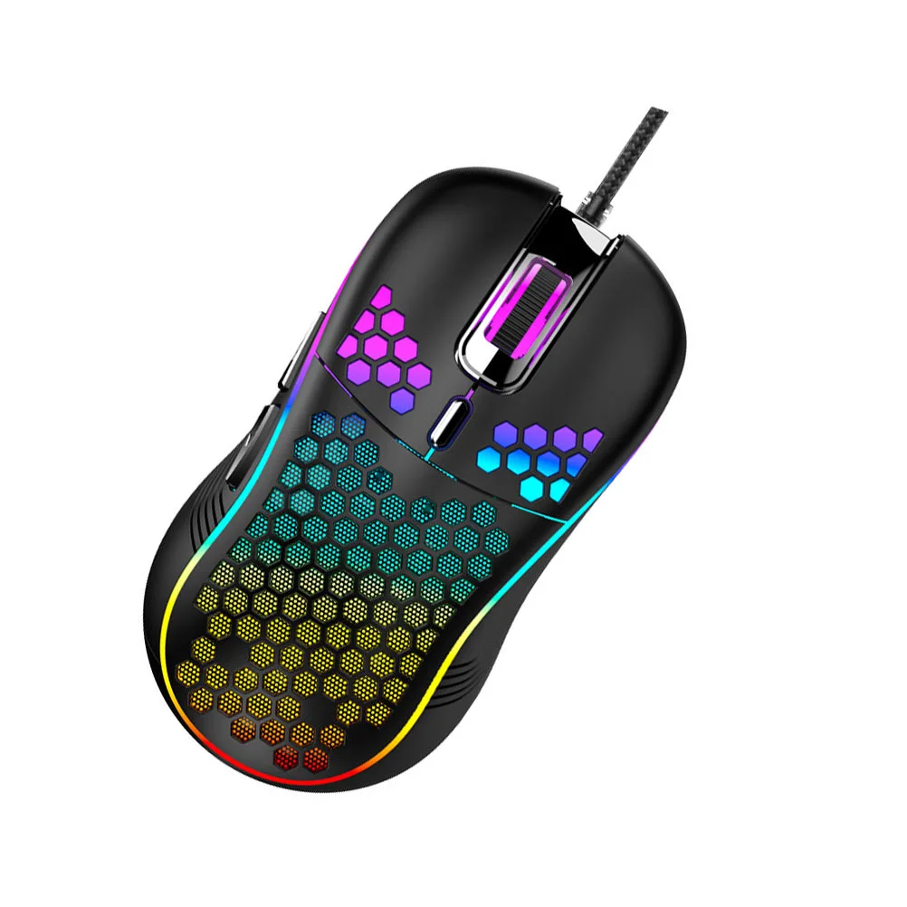 1pc Hollow Out Wired Mouse Computer Gaming Mouse RGB Lights Mouse (Black)