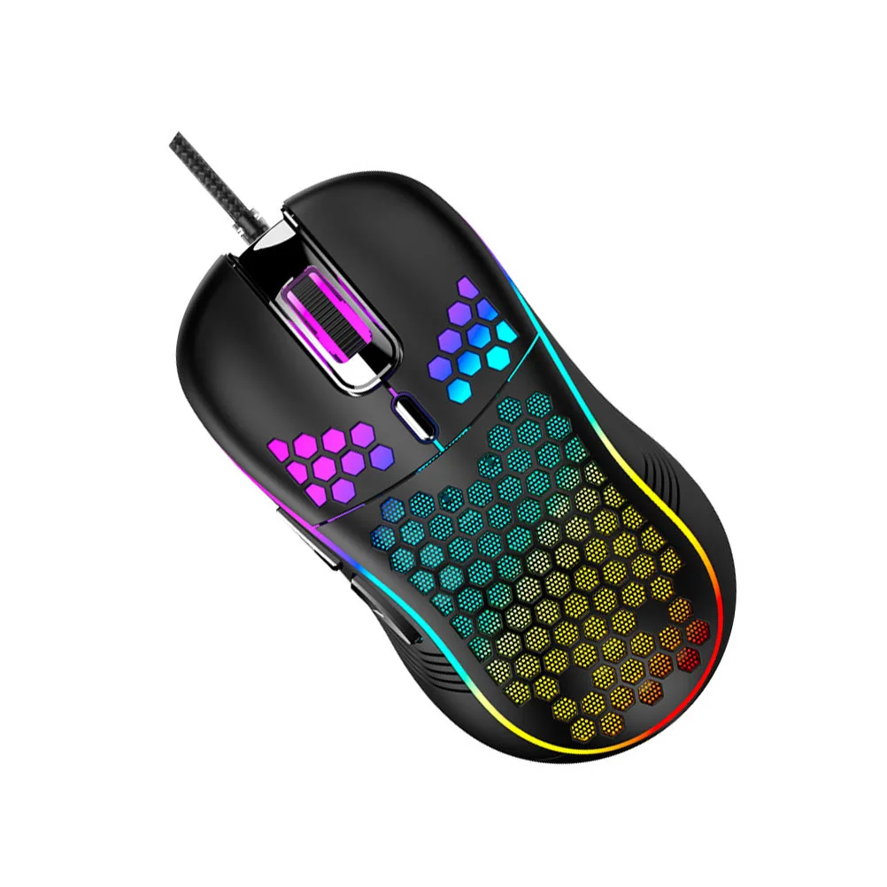 1pc Hollow Out Wired Mouse Computer Gaming Mouse RGB Lights Mouse (Black)
