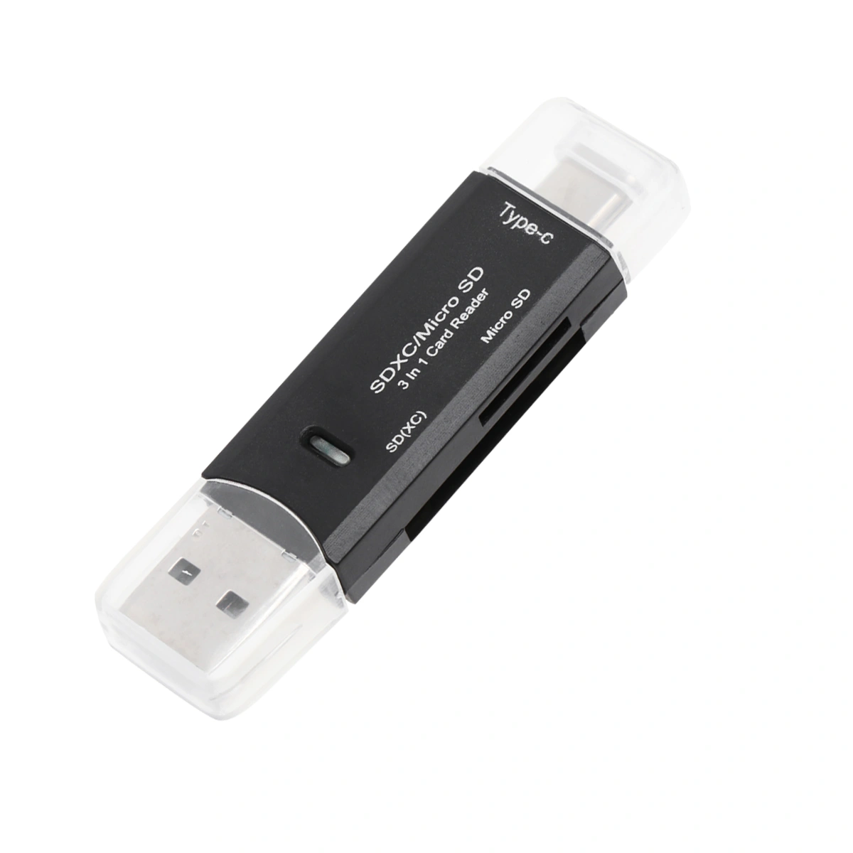 3 In 1 USB Type-C Micro USB Reader USB2.0 Universal TF SD Memory OTG Reader for Phone (Black)