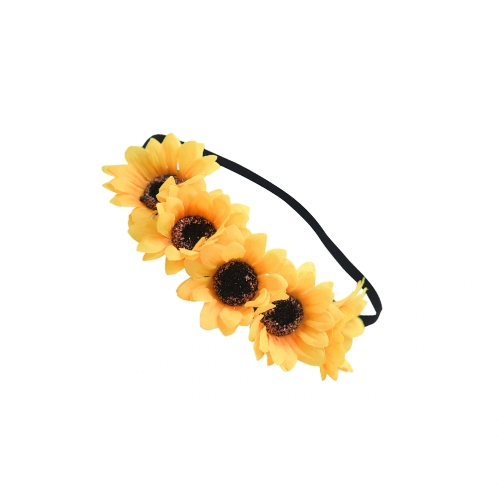 1PC Simulated Sunflower Hair Band Hemp Rope Binding Belt Sunflower Headband Romantic Bride Headdress Delicate Valentines Gift Stretchy Style 2 Size 2