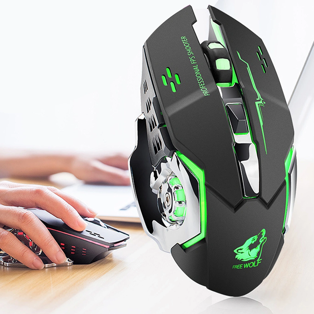 1PC Wireless Gaming Mouse Portable Charging Game Mouse Mute Mechanical Mouse Luminous Computer Mouse Wireless Optical Computer Accessories for Laptop Use (Black)